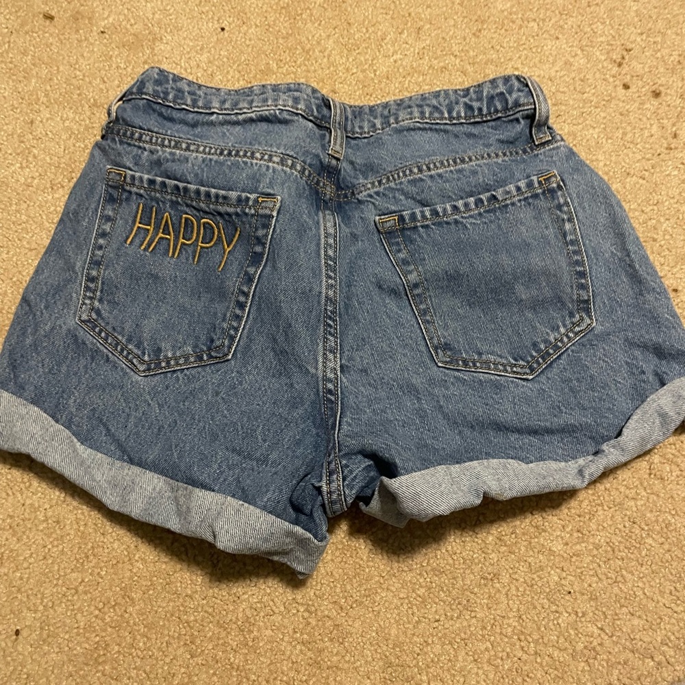 Embroidered jean shorts